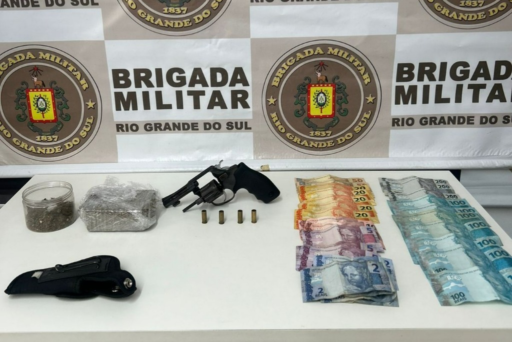 Brigada Militar realiza primeira prisão de 2026 em São Marcos por tráfico de drogas e porte ilegal de arma